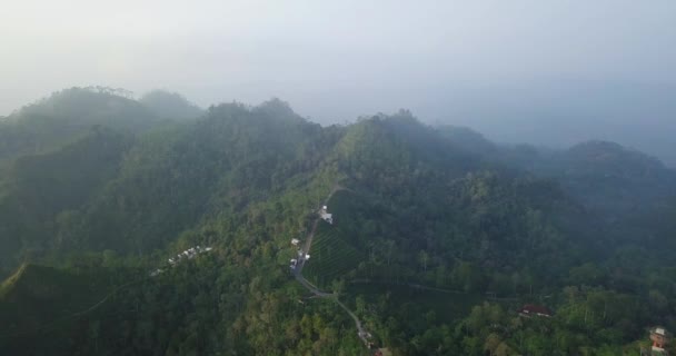 Vista Aérea Del Dron Varilla Cima Colina Menoreh Magelang Indonesia — Vídeo de stock
