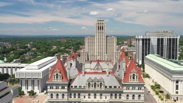 New York Állam Capitol Épület Albany New York Drón Videó — Stock videók