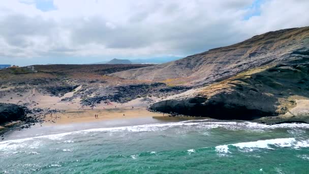 Luftaufnahme Vom Strand Pelada Naturschutzgebiet Auf Teneriffa Kanarische Inseln Drohnenschuss — Stockvideo