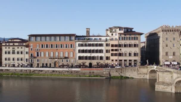 Typická Florentská Architektura Řece Arno Renesančním Městě Florencie — Stock video