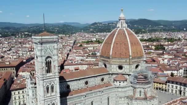 Florence Cathedral Italy Aerial Cityscape Historic Church Beautiful Sunny Day — Stock Video