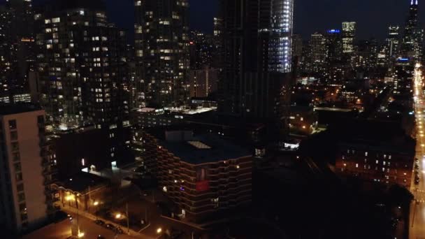 Drone Flies Chicago City Night Dalam Bahasa Inggris Cahaya Indah — Stok Video