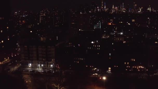 Stationary Aerial Shot Harlem Nyc Midtown Night — Stock Video
