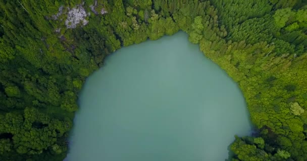 ラゴアはコンゴの鳥の目垂直4Kドローンビューを行います アゾレス諸島の湖の高品質ビデオ — ストック動画