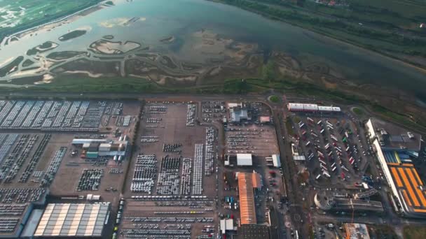 Luchtfoto Industrieel Koper Havengebied Skocjanski Baai Slovenië — Stockvideo