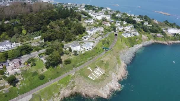 Pemandangan Udara Eire Terletak Dalkey Drone Secara Bertahap Bergerak Sekitar — Stok Video