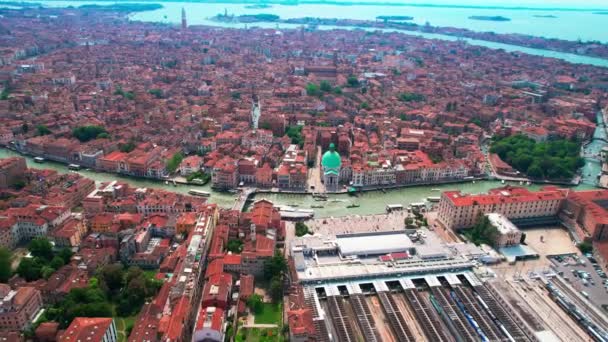 Gara Centrală Din Veneția Drone Vedere Panoramică Deasupra Orașului Veneția — Videoclip de stoc