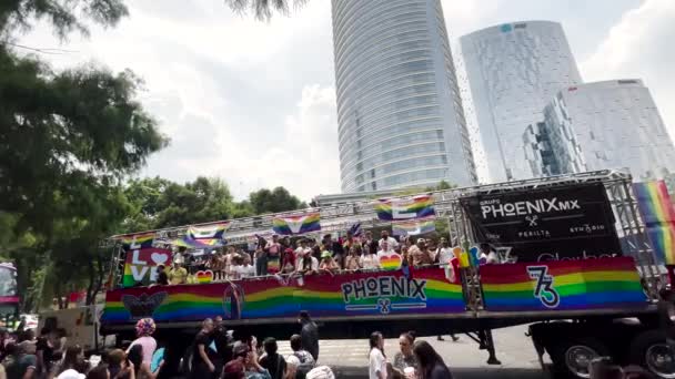 Gefilmtes Video Von Menschen Die Frühling Die Pride Parade Mexiko — Stockvideo