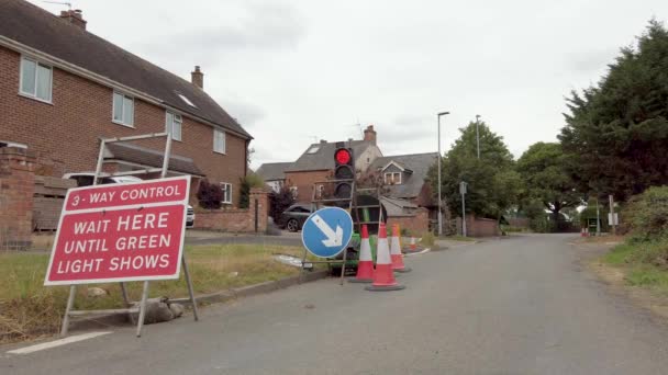 Lavori Stradali Sulle Strade Campagna Inglesi Che Bloccano Traffico — Video Stock