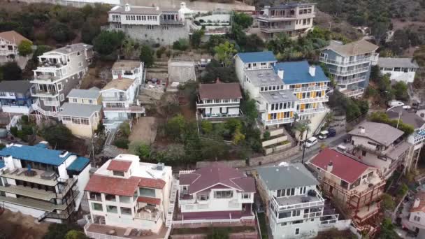 Dron Střílel Mouchy Vpravo Výstavní Domy Avalon Harbor Catalina Island — Stock video