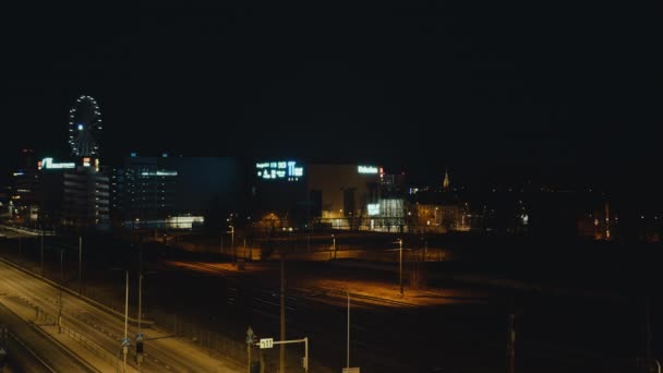 Fotografia Ângulo Largo Férrea Cidade Noite — Vídeo de Stock