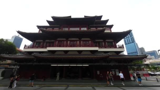 Kinesiska Buddha Tempel Kina Stadsvidd Utsikt Singapore — Stockvideo