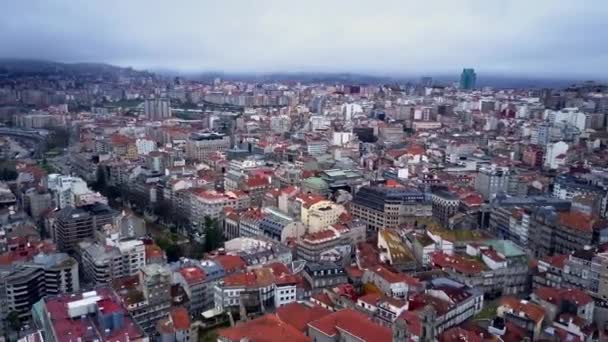 Schnelle Aufschlussreiche Drohnenaufnahme Der Stadt Vigo Galizien Spanien Die Über — Stockvideo