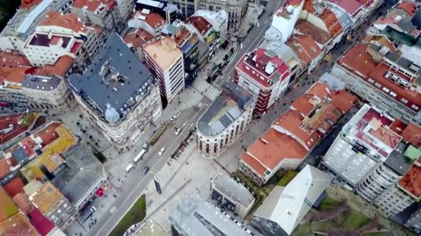 Drohnenbild Der Stadt Vigo Galicien Spanien Das Über Den Hafen — Stockvideo