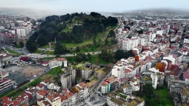 Orbit Drohnenaufnahme Der Stadt Vigo Galizien Spanien Die Über Den — Stockvideo