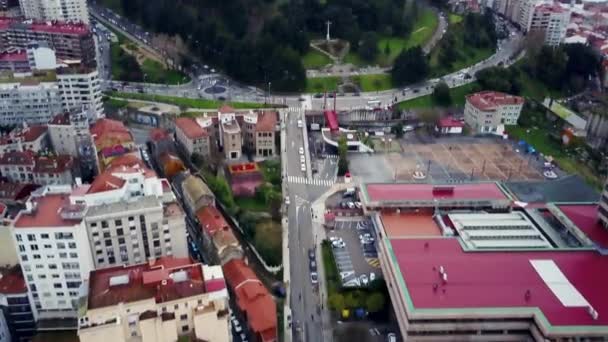 Drohnenaufnahmen Der Stadt Vigo Galizien Spanien Die Über Den Berg — Stockvideo