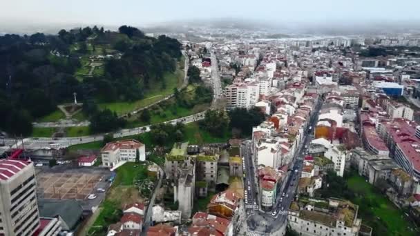 Орбіта Безпілотного Дрона Знятого Місті Віго Галісії Іспанія Літає Над — стокове відео