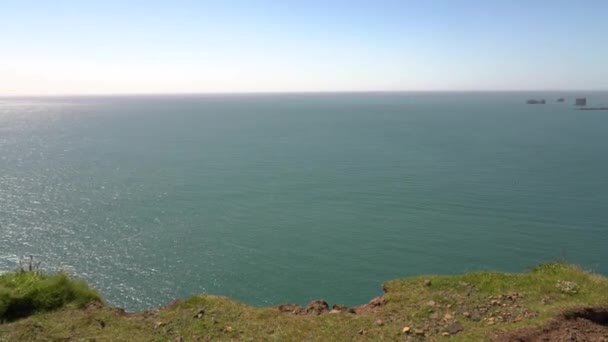 Vue Panoramique Plage Noire Océan Atlantique Bleu Pendant Journée Ensoleillée — Video