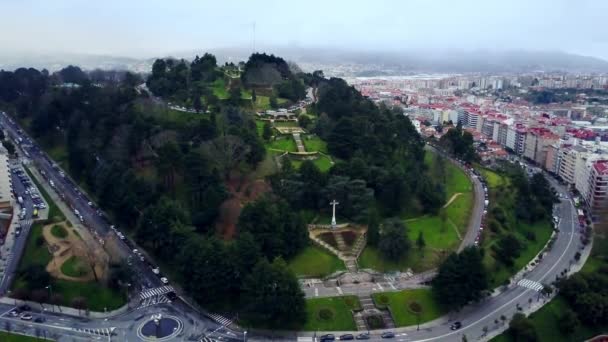 Einzigartige Drohnenaufnahme Der Stadt Vigo Galicien Spanien Die Über Den — Stockvideo