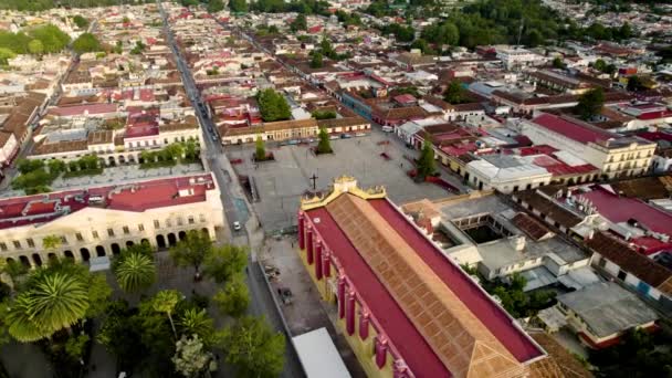 Ana Meydanda Dönen Drone Atışları Atrial Haç Manastır Chiapas Taki — Stok video