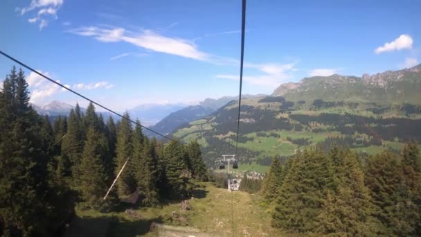 Paseo Góndola Cantón Los Grisones Churwalden Vista Hermosa Naturaleza Suiza — Vídeo de stock
