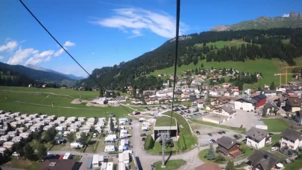 Mobil Kabel Swiss Kabel Mobil Turun Lembah Anda Dapat Melihat — Stok Video