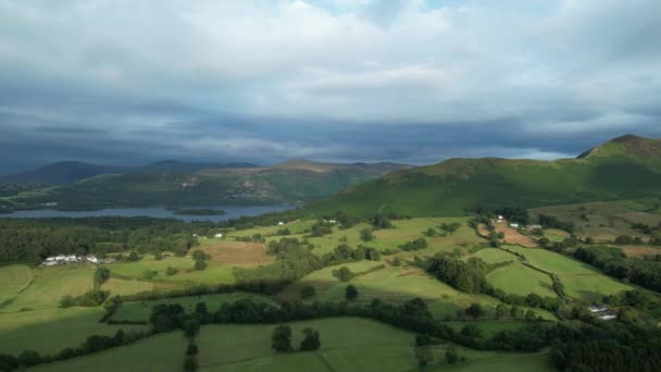 Vista Aérea Sobre Newland Valley Para Catbells Derwentwater Cumbria Reino — Vídeo de Stock