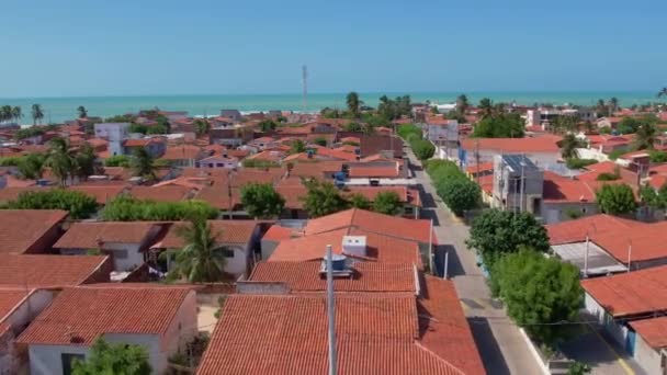 Red Roofed Κατοικίες Γειτονιά Galinhos Rio Grande Norte Βραζιλία Εναέρια — Αρχείο Βίντεο