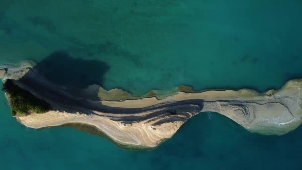 Aerial Top Ionian Sea Korfu Wyspa Grecja Dziewicza Czysta Woda — Wideo stockowe