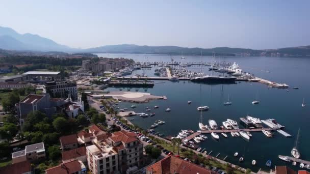 Porto Montenegro Kotor Bay Tivat Vista Aérea Luxury Resort Marina — Vídeo de Stock