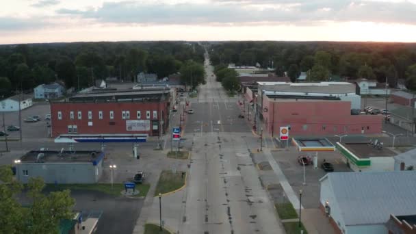 Carson City Michigan Skyline Sunset Drone Video Moving Forward — Stock Video