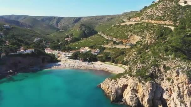 Granadella Beach Calm Blue Sea Summer Alicante Španělsko Zpětný Tah — Stock video