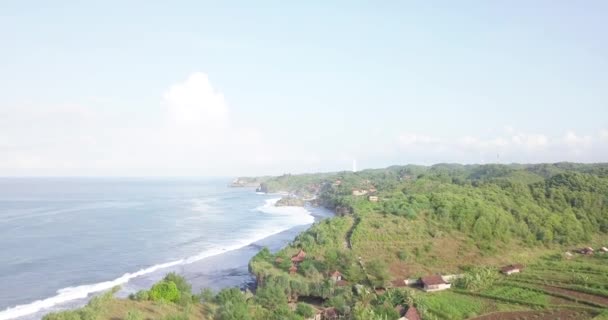 Drone Volo Sopra Spiaggia Sud Dell Isola Java Indonesia Quando — Video Stock