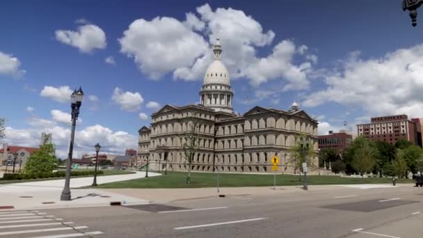 Michigan State Capitol Building Lansing Michigan Com Vídeo Lapso Tempo — Vídeo de Stock