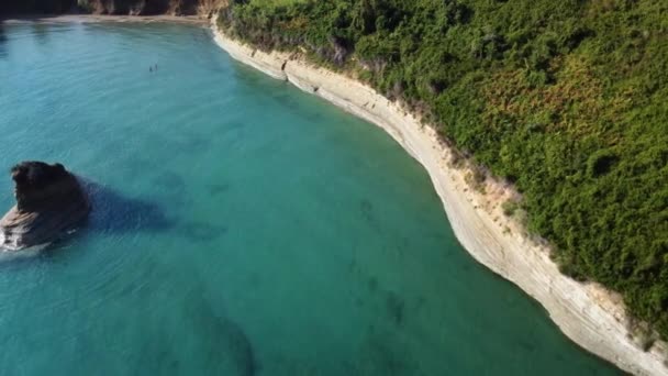 오염되지 나무와 그대로 하수가 코르푸 섬의해 안선을 공중에서 내려다본 — 비디오