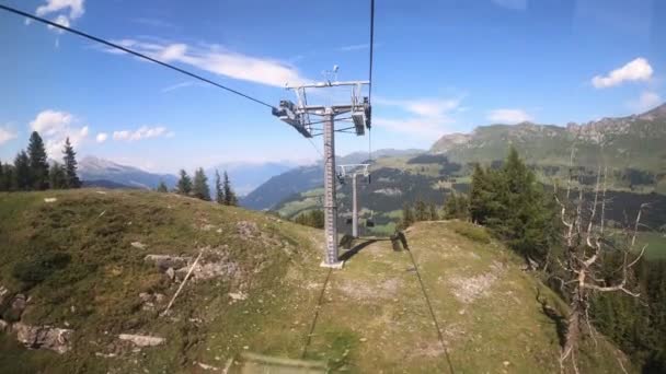 Paseo Góndola Cantón Los Grisones Churwalden Vista Desde Teleférico Góndola — Vídeo de stock