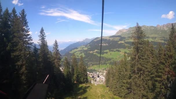 Paseo Teleférico Cantón Grisons Churwalden Vista Desde Teleférico Sobre Hermosa — Vídeo de stock