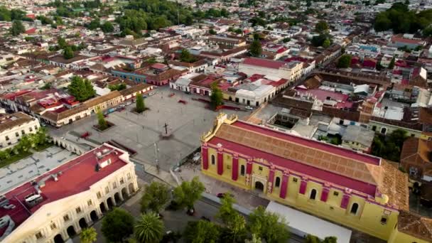 Drónlövés Forog Főtér Pitvarkeresztet San Cristobal Las Casa — Stock videók