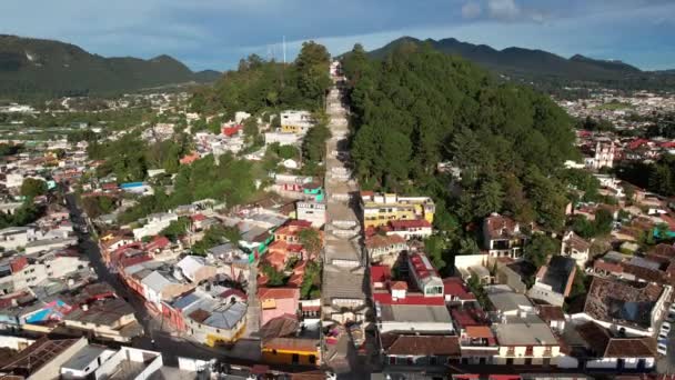 Plan Drone Montrant Escalier Traditionnel Église San Cristobalito San Cristobal — Video