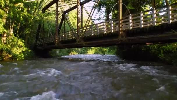 Järnvägsbro Damaskus Virginia Över Laurel Creek Antenn — Stockvideo