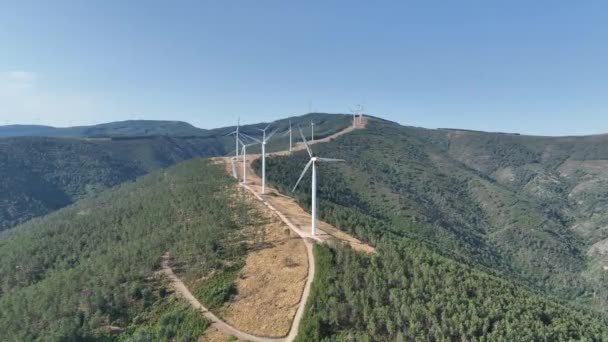 Portekiz Deki Windmill Çiftliği Subestao Parque Elico Coentral Safra — Stok video
