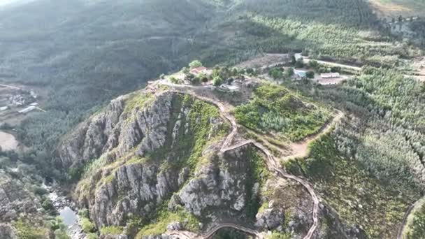 Chemin Bois Sur Une Montagne Portugal Cerro Candosa Quartier Coimbra — Video