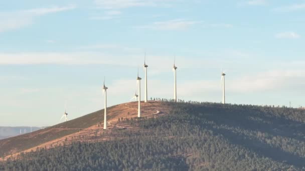 Rotating Wind Turbines Coimbra District Portugal — Stock Video