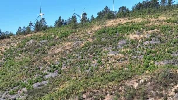 Portekiz Rüzgar Enerjisi Parkı Nsansız Hava Aracı Görüntüleri Çekimleri Gösteriyor — Stok video