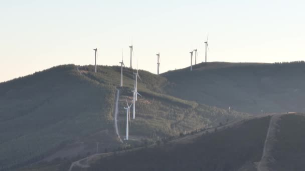 Větrná Farma Portugalsku Statické Záběry — Stock video