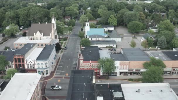 Greenville Michigan Panorama Drone Video Przesuwa Się Bokiem — Wideo stockowe