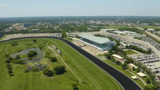 Ikonischer Blick Auf Die Internationale Galopprennbahn Von Arlington Aus Drohnenperspektive — Stockvideo