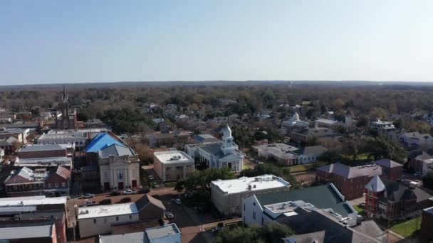 Absteigende Nahaufnahme Der First Presbyterian Church Aus Dem Jahrhundert Natchez — Stockvideo