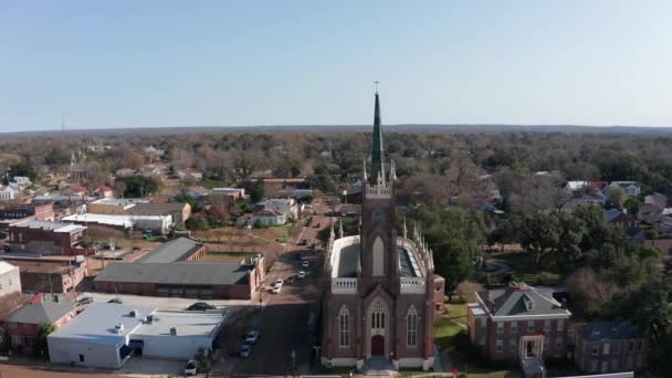 密西西比纳契斯的圣母玛利亚大教堂的空中全景拍摄 — 图库视频影像