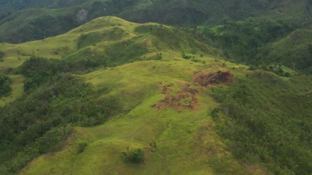 Aerial View Green Rolling Hills Tomas Oppus Southern Leyte Philippines — Stock Video